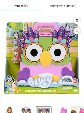 Bluey Chattermax Owl Figure Carrying Case - Pink & Green